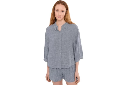 Женский топ Eberjey Linen Blend, в клетку бело-синюю