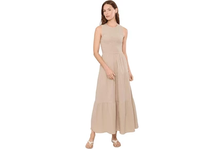 Платье Calvin Klein Smocked Tiered Gauze Maxi