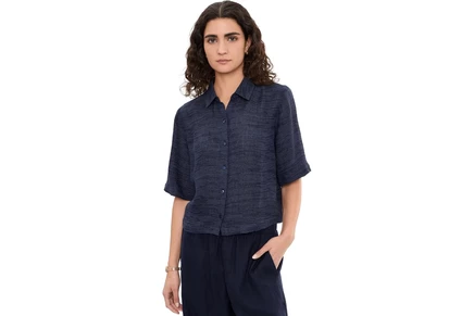 Женская рубашка Eileen Fisher Strata, темно-синяя