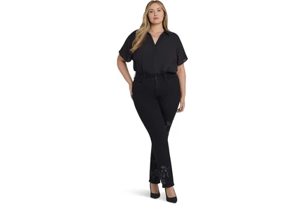 Джинсы NYDJ Plus Size Marilyn Embroidery Jeans in Black Rinse