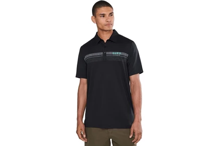 Мужская футболка TravisMathew Featherweight Cheststripe, черная с коралловым