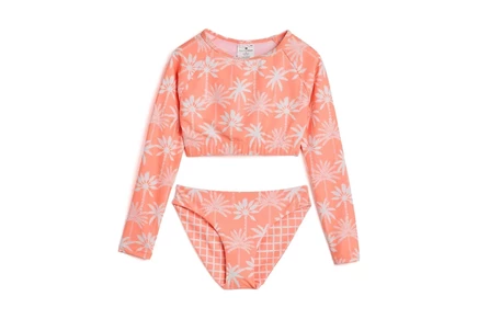 Купальник Snapper Rock Kids Cali Palms Recycled Crop Long Sleeve Rash Set (Little Kid/Big Kid)