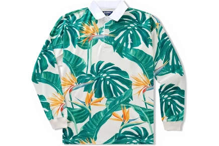 Мужская регбийная рубашка Chubbies The Frond Of You, молочно-белая с принтом