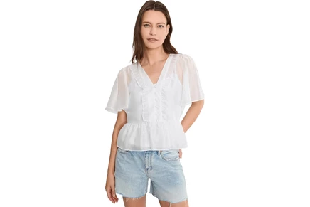 Женский топ Vince Camuto Ruffle Peplum, белый
