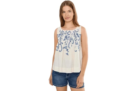 Топ Liverpool Los Angeles Petite Sleeveless Boat Neck Woven Top with Pintucks