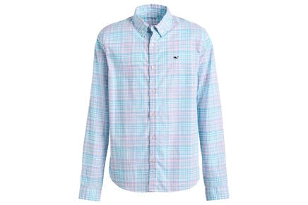 Мужская рубашка Vineyard Vines Kids Plaid Featherweight Performance Shirt (Toddler/Little Kid/Big Kid)
