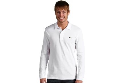 Мужская рубашка Lacoste Long Sleeve Classic Pique Polo Shirt white