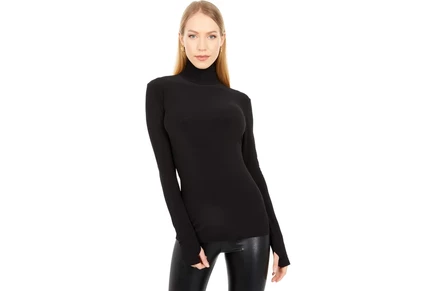 Norma Kamali Slim Fit Long Sleeve Turtle Top black
