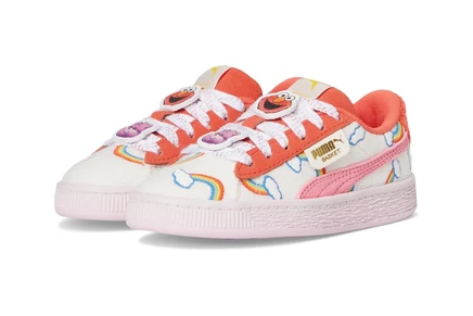 PUMA Kids Basket Care Bears X Sesame Street Shoes (Little Kid) frosted ivory/red glamour/pearl pink