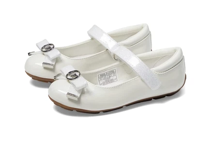 Детские балетки MICHAEL Michael Kors Rover Bow Glitter, белые с глиттером