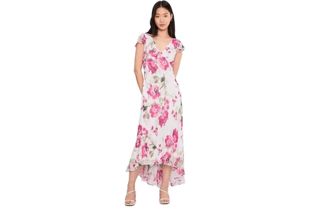 Платье Calvin Klein Flutter Sleeve Chiffon Floral Aline Midi