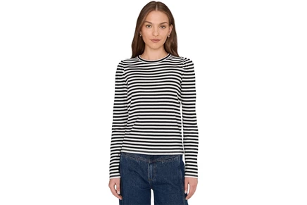 Женская футболка Madewell Puff Sleeve в полоску, lighthouse