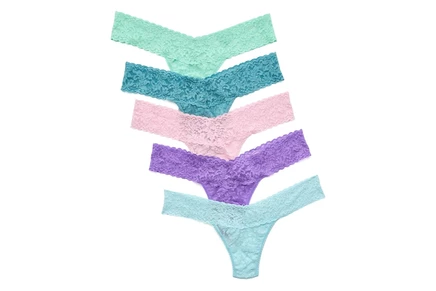 Hanky Panky Signature Lace Low Rise Thongs 5-Pack celeste blue/bliss/electric orchid/duck egg blue/pistachio