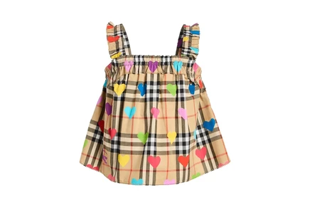 Burberry Kids Gabi Heart Check Shirt (Infant) sand ip pattern