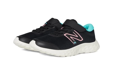 New Balance Kids 520v8 Bungee Lace (Little Kid) black/ultra pink