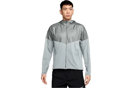 Мужская беговая куртка Nike Therma-FIT Repel Miler, платиновый/светло-серый/ярко-зелёный