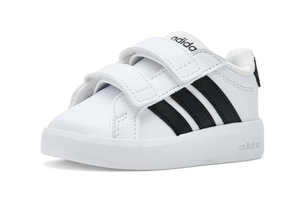 Детские кроссовки adidas Grand Court 3.0 на липучке, бело‑черные