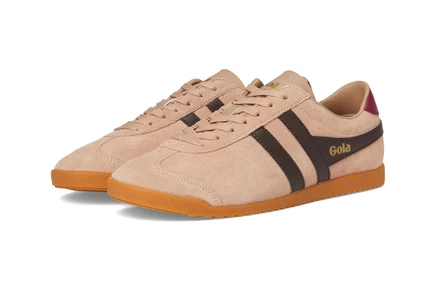 Женские кеды Gola Bullet Suede, замшевые пудрово/мокко/вишнёвые