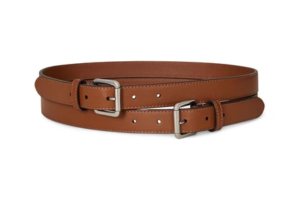 Ремень LAUREN Ralph Lauren Leather Double-Buckle Stacked Wide Belt