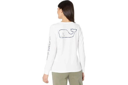 Женская футболка Vineyard Vines Long Sleeve Whale Print Tee