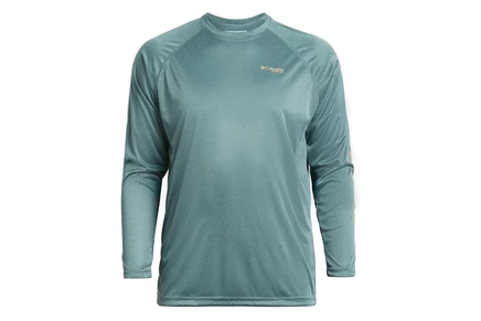 Columbia Big & Tall Terminal Tackle L/S Shirt metal heather/light camel logo