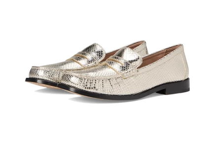 Cole Haan Lana Lux Penny Loafers Remastered gold snake print leather