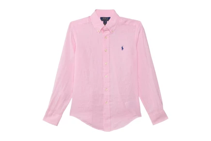 Детская льняная рубашка Polo Ralph Lauren, розовая
