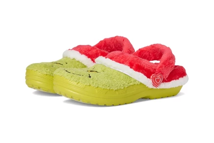 Детские сабо Crocs The Grinch с меховой подкладкой, зеленые