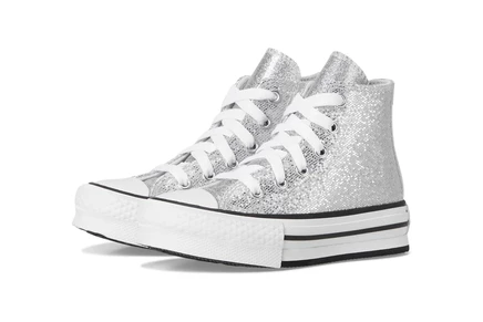 Converse Kids Chuck Taylor All Star Lift Disco (Little Kid) silver/white/barely grey