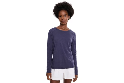 Лонгслив Elliott Lauren Garment Dye Tee, Long Sleeve Crew Neck with Rib Trim and Side Slit Detail