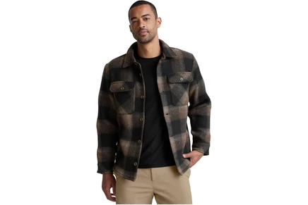 Мужская рубашка Beyond Yoga Plaid Wool, темно-синяя в клетку