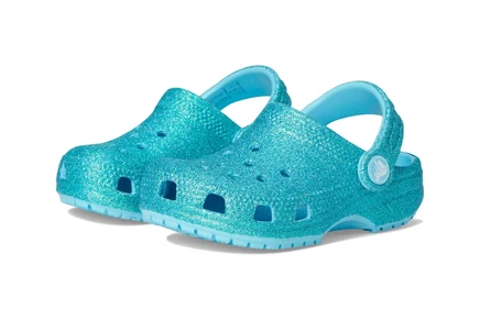 Детские сабо Crocs Kids Classic Glitter, бирюзово-голубые