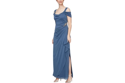 Платье Alex Evenings Long Cold Shoulder Dress with Cowl Neckline
