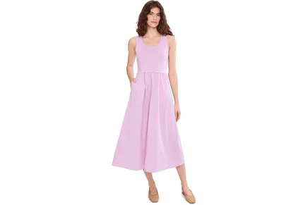 Платье Lilla P Mixed Media Scoop Neck Dress