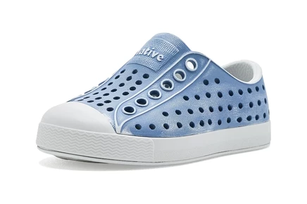 Native Shoes Kids Jefferson Stonewash (Toddler/Little Kid) dawn blue/dawn blue/oasis brushed