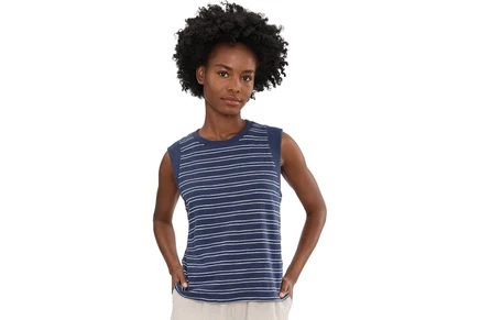 Женская майка Faherty Sunwashed Slub, индиго в полоску