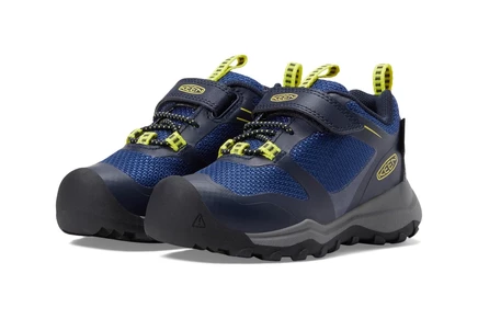 Детские кроссовки KEEN Kids Wanduro Low Waterproof, сине‑жёлтые