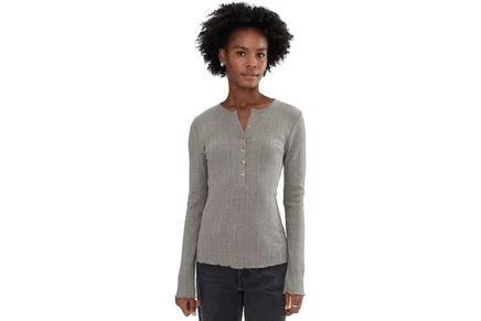 Женская футболка Henley Faherty Pointelle, серый меланж