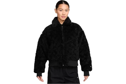 Женская бомбер-куртка Nike Essential Fur, черно-молочная