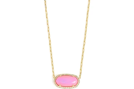 Унисекс подвеска Kendra Scott Elisa Pave Frame, золотая с розовым