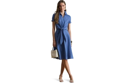 Платье Lauren Ralph Lauren Tie-Front Linen Shirtdress