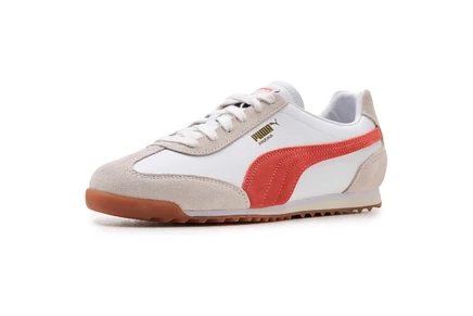 Женские кроссовки Puma Arizona Retro, бело-красные, коричневая подошва