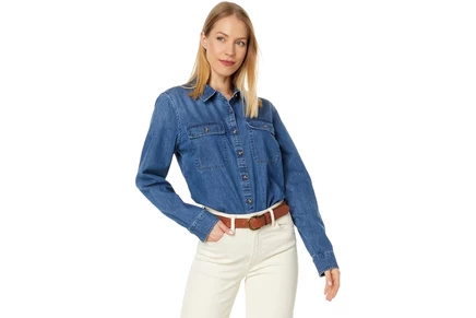 Женская джинсовая рубашка L.L.Bean Heritage Washed, индиго