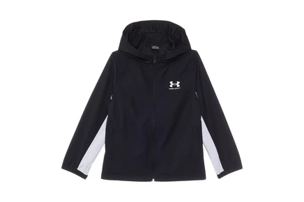 Under Armour Kids Rival Woven Jacket (Big Kid) black/white/white
