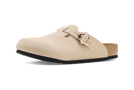 Детские сабо Birkenstock Kids Boston Flower Buckle, песочные
