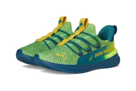 PUMA Kids Softride One4All Jurassic World Slip-On Shoes (Big Kid) yellow alert/ocean tropic/pele yellow