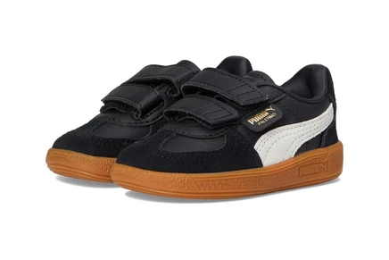 PUMA Kids Palermo Hook And Loop Shoes (Toddler) black/feather gray/gum