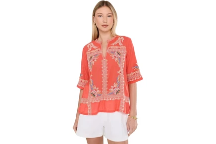 Женская футболка Johnny Was Easy V-Neck Top