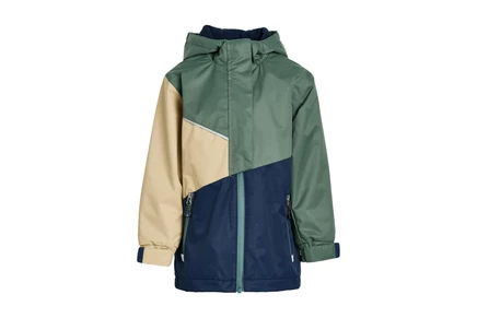 Deux par Deux Mid-Season Jacket In Recycled Polyester (Big Kid) dark green/beige/navy