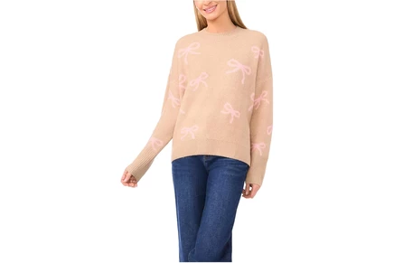 Женский свитшот CeCe Ribbon Jacquard Crew Neck Sweater